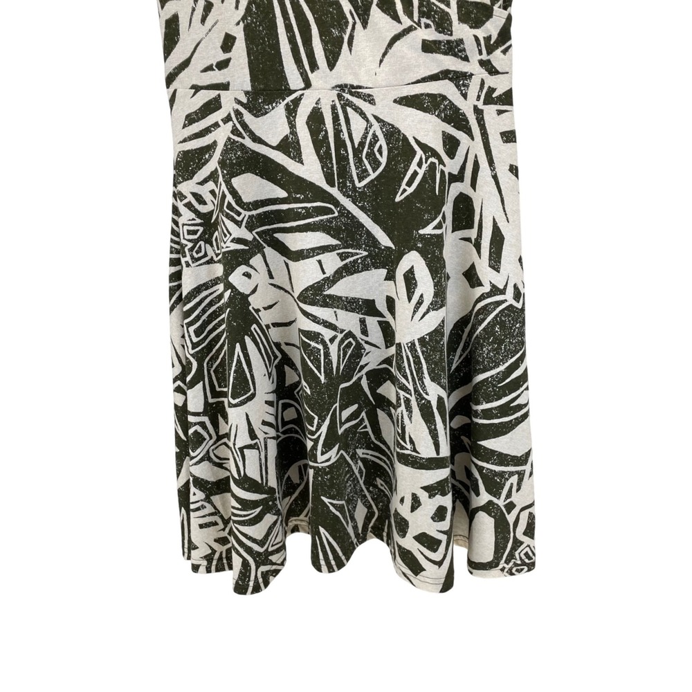Chaps Womens Olive Green White Tropical Palm Leaf Faux Wrap A-Line Dress Size M - Picture 3 of 16